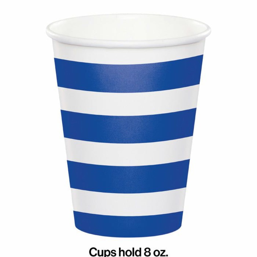 Themed Tableware * | Creative Converting Themed Tableware Dots & Stripes Cobalt Hot/Cold Cups 8Oz. 8Ct