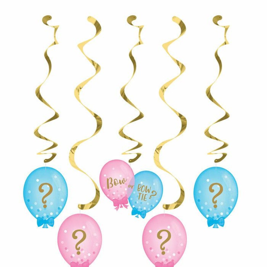 Baby Showers * | Creative Converting Gender Reveal Balloons Dizzy Danglers, 5 Ct Baby Showers