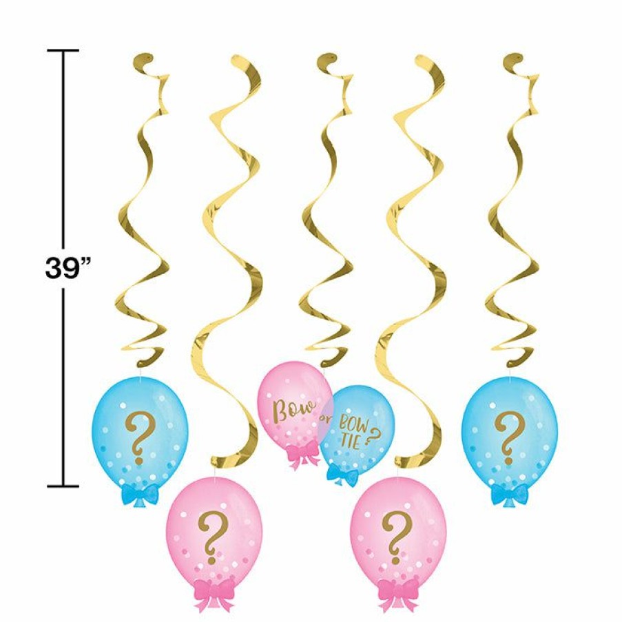 Baby Showers * | Creative Converting Gender Reveal Balloons Dizzy Danglers, 5 Ct Baby Showers