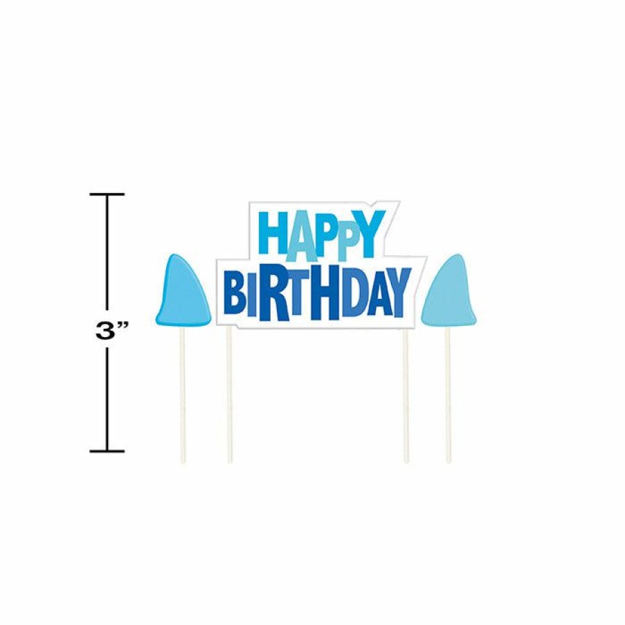 Birthdays * | Creative Converting Shark Splash Candles, Molded Pick With Icons Birthday (18/Case) Kids Birthday Party Themes