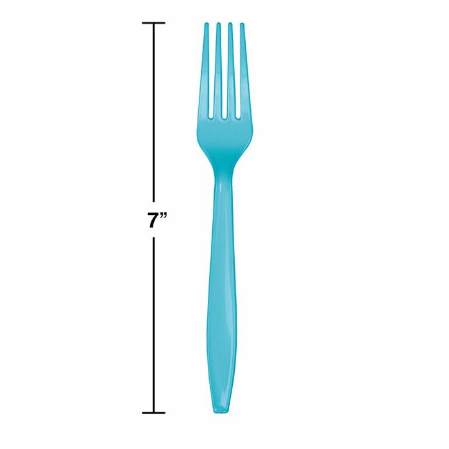 Solid Color Tableware * | Creative Converting Bermuda Blue Plastic Forks, 24 Ct