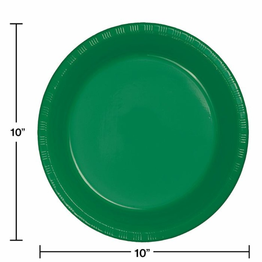 Solid Color Tableware * | Creative Converting Emerald Green Plastic Banquet Plates, 20 Ct