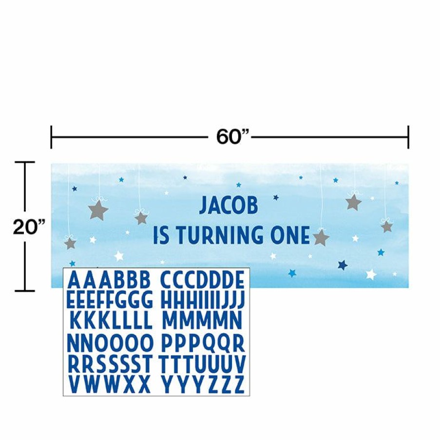 Birthdays * | Creative Converting One Little Star Boy Giant Party Banner W/Stck 1St Birthday Party Themes