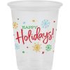 Holidays * | Creative Converting 16Oz Plastic Cup, Clear, Happy Holidays, 8 Ct Christmas Party Supplies