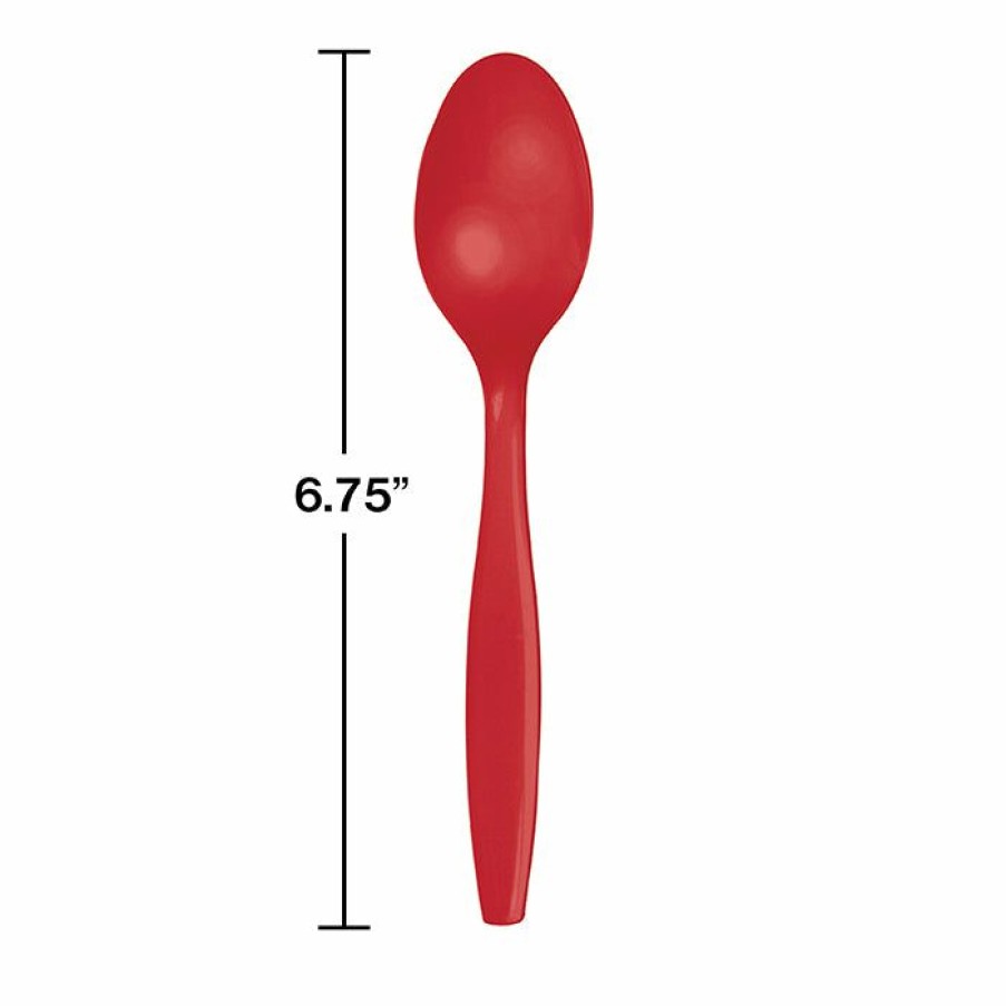 Solid Color Tableware * | Creative Converting Classic Red Plastic Spoons, 24 Ct