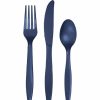 Solid Color Tableware * | Creative Converting Navy Assorted Plastic Cutlery, 24 Ct