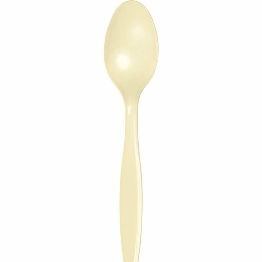 Solid Color Tableware * | Creative Converting Ivory Plastic Spoons, 50 Ct Solid Color Tableware