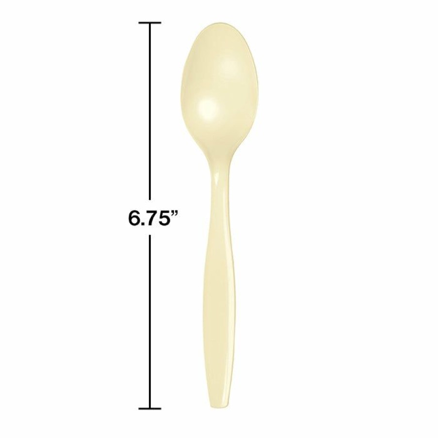 Solid Color Tableware * | Creative Converting Ivory Plastic Spoons, 50 Ct Solid Color Tableware