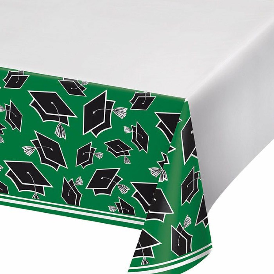 Graduation Party Supplies * | Creative Converting Graduation School Spirit Green Table Cover Graduation Party Supplies