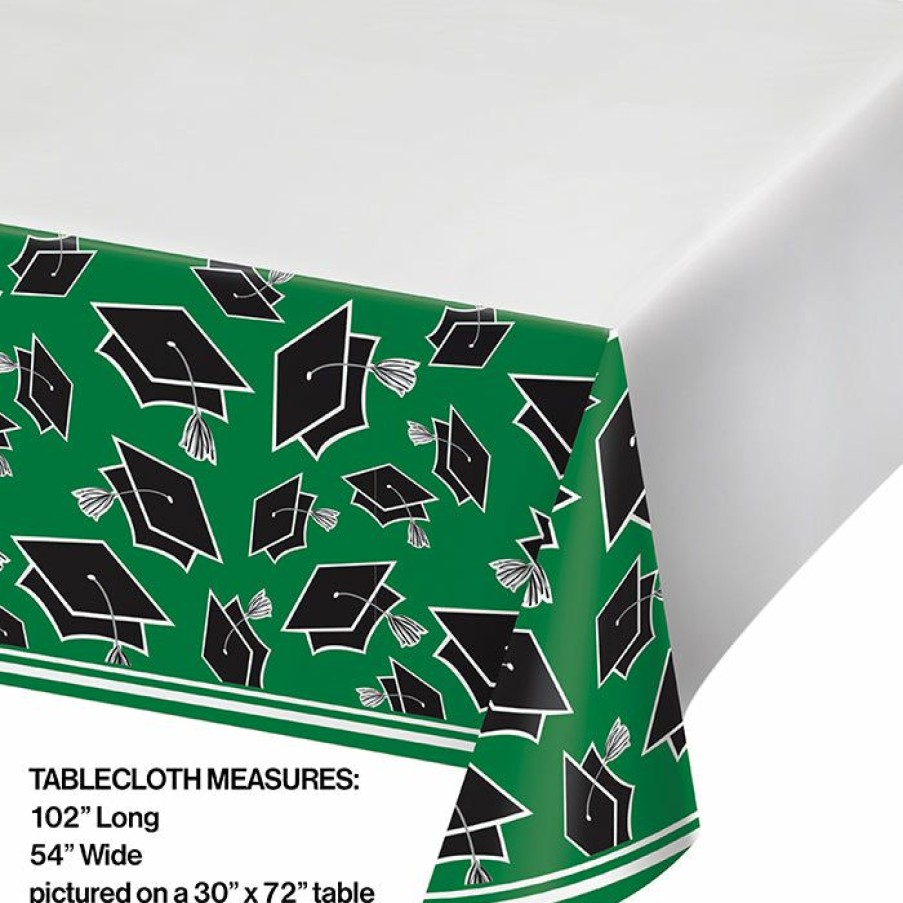 Graduation Party Supplies * | Creative Converting Graduation School Spirit Green Table Cover Graduation Party Supplies