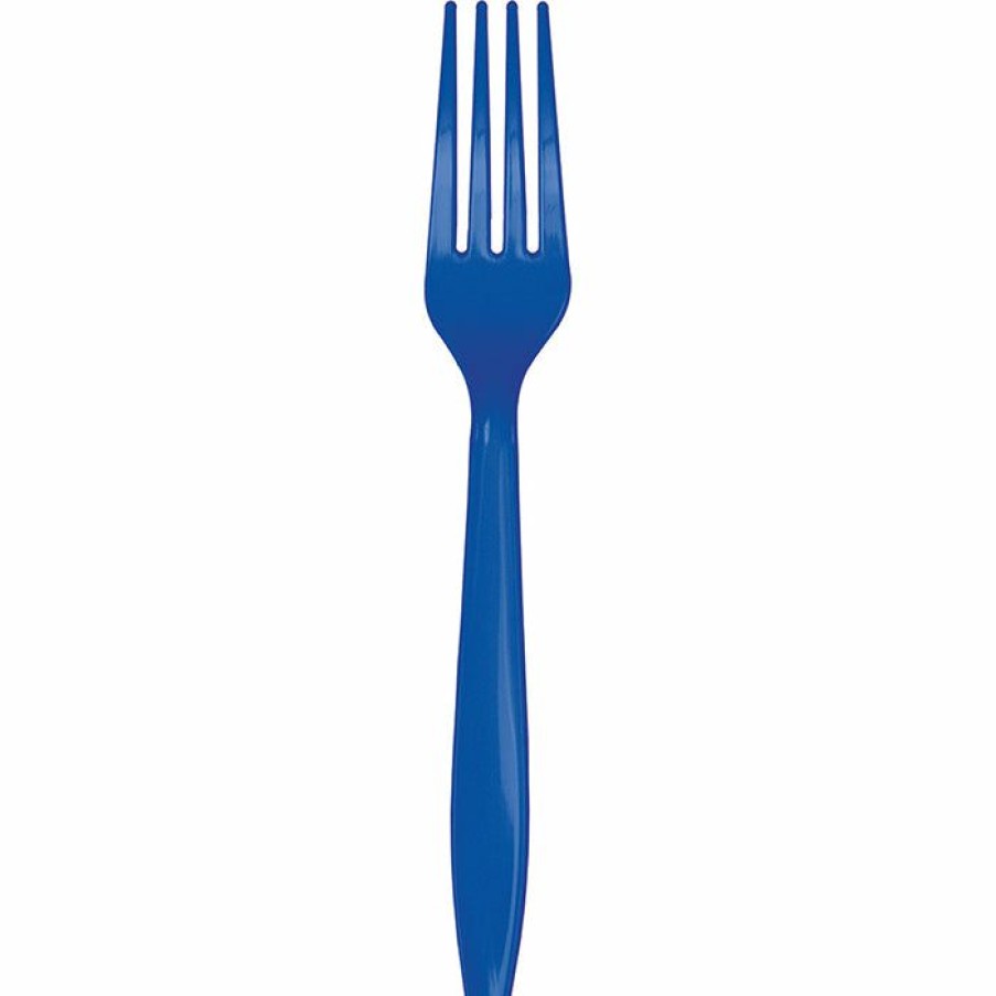 Solid Color Tableware * | Creative Converting Cobalt Blue Plastic Forks, 50 Ct Solid Color Tableware