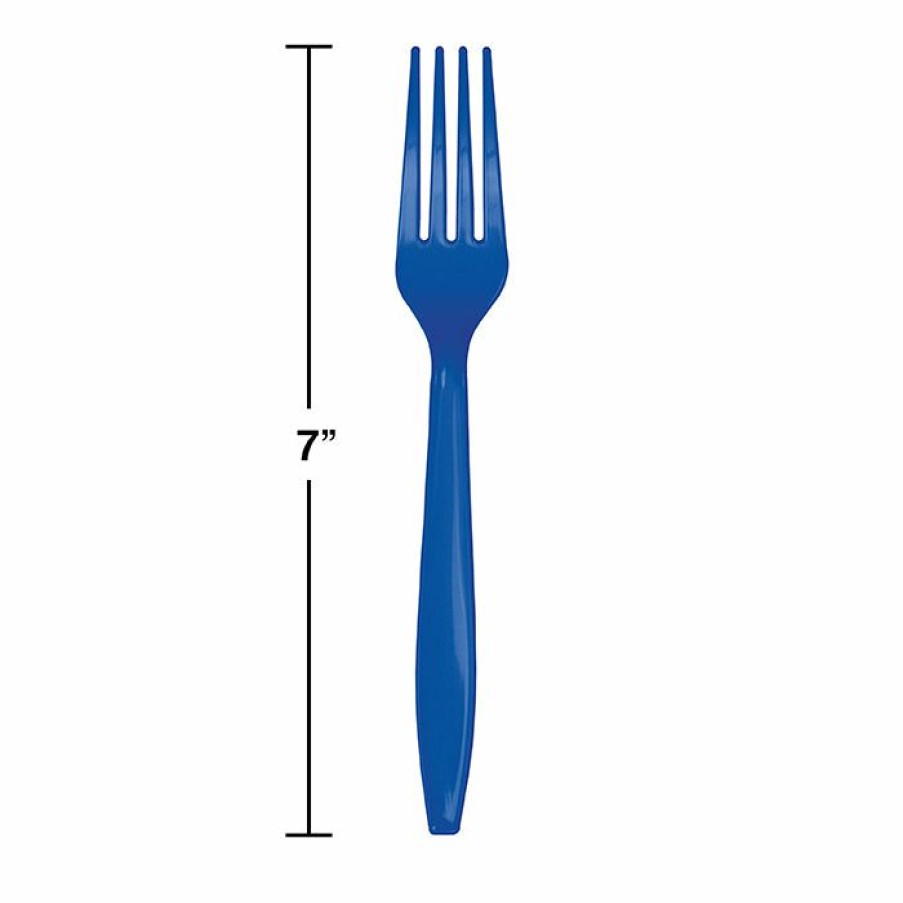 Solid Color Tableware * | Creative Converting Cobalt Blue Plastic Forks, 50 Ct Solid Color Tableware