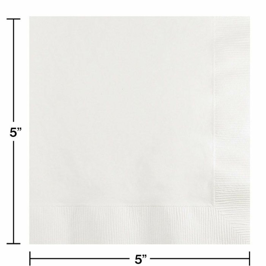 Solid Color Tableware * | Creative Converting White Beverage Napkin, 3 Ply, 50 Ct Solid Color Tableware