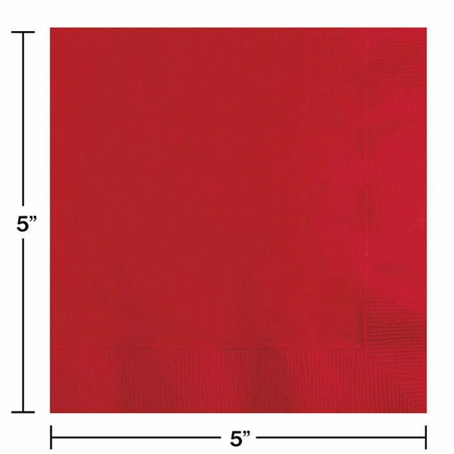 Solid Color Tableware * | Creative Converting Classic Red Beverage Napkins, 20 Ct Solid Color Tableware