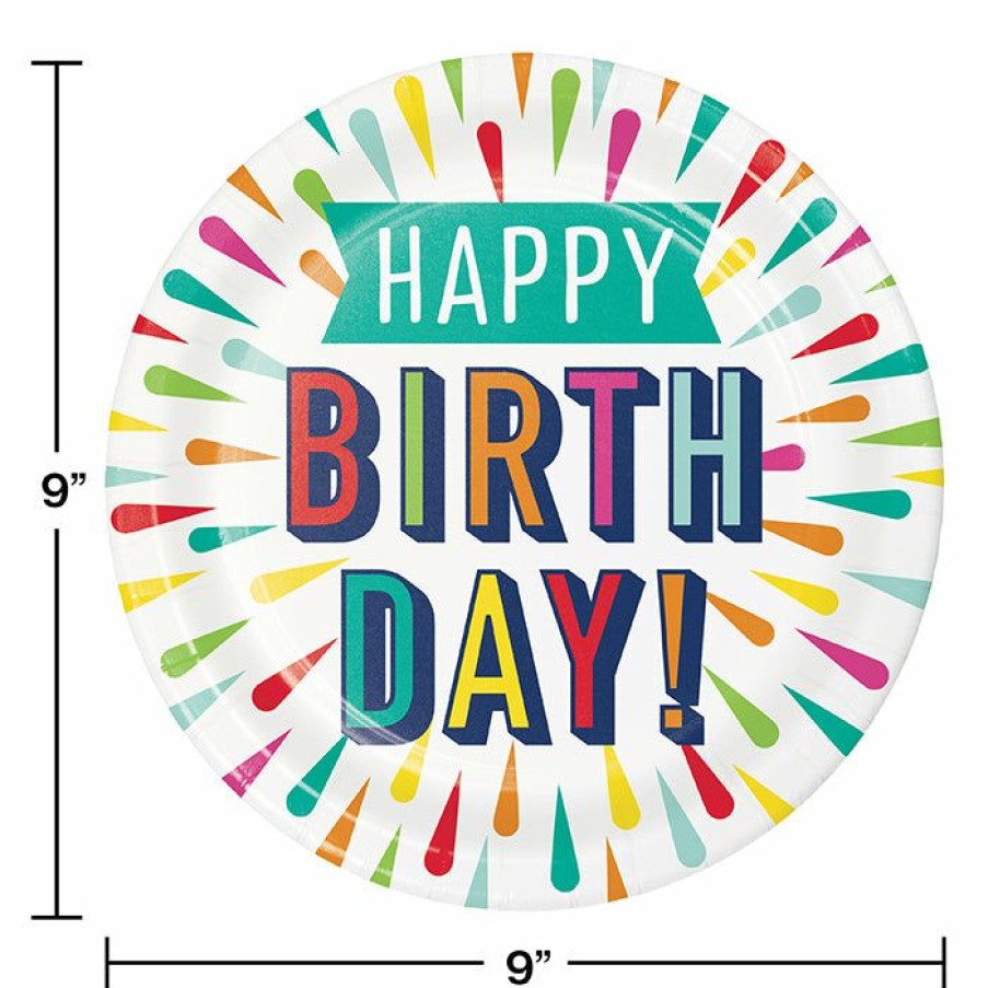 Birthdays * | Creative Converting Birthday Burst Paper Plates 8Ct