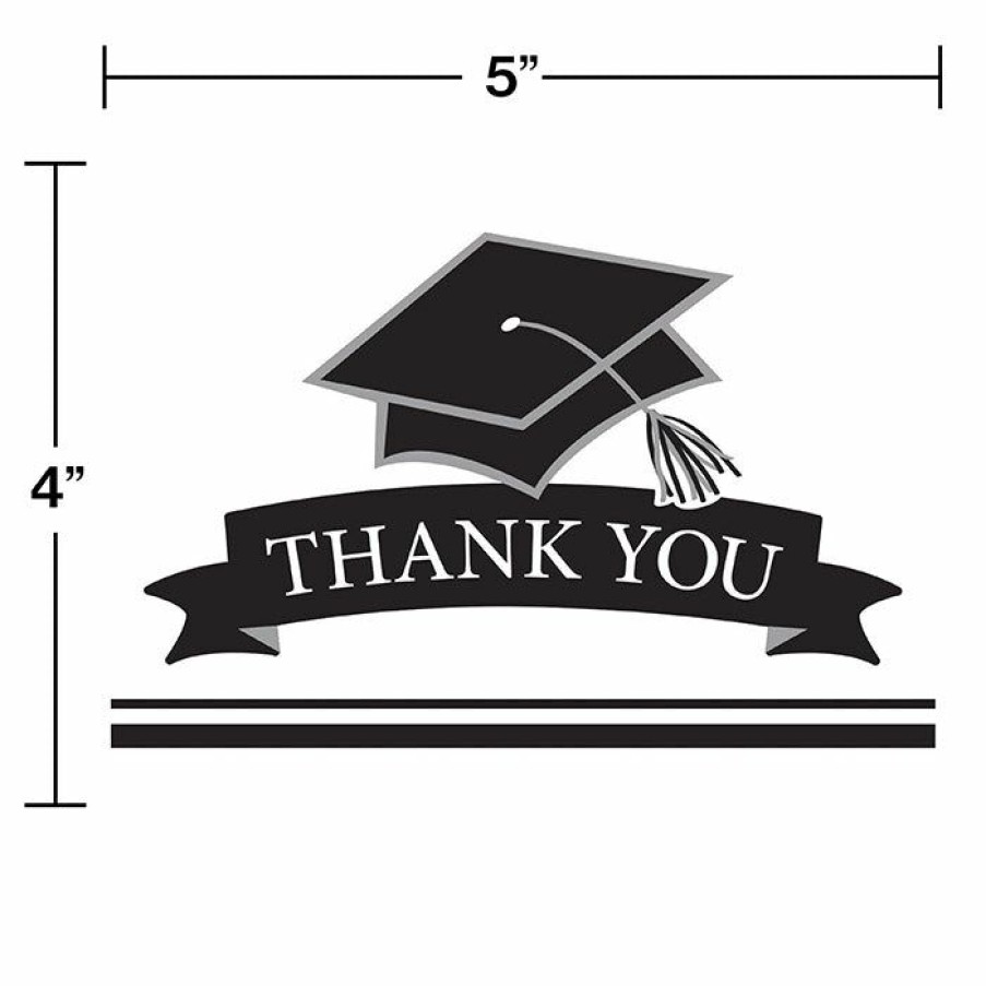 Graduation Party Supplies * | Creative Converting Graduation School Spirit White Thank You Notes, 25 Ct