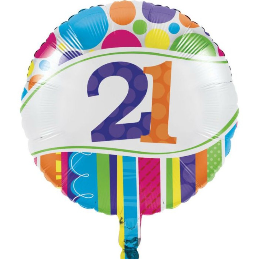 Birthdays * | Creative Converting Adult Birthday Party Themes Bright And Bold Metallic Balloon, 21St (10/Case)