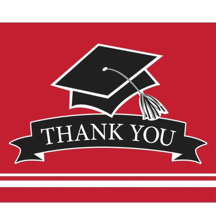 Graduation Party Supplies * | Creative Converting Graduation School Spirit Red Thank You Notes, 25 Ct Graduation Party Supplies