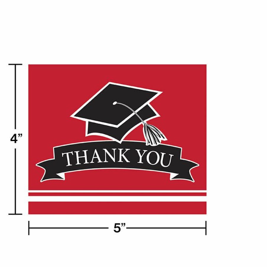 Graduation Party Supplies * | Creative Converting Graduation School Spirit Red Thank You Notes, 25 Ct Graduation Party Supplies