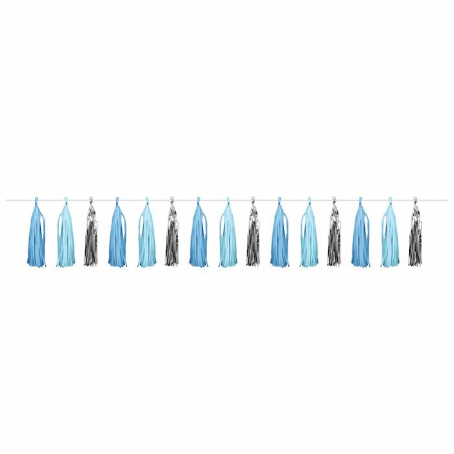 Birthdays * | Creative Converting Blue Silver Celebration Tassel Garland, Blue/Silver