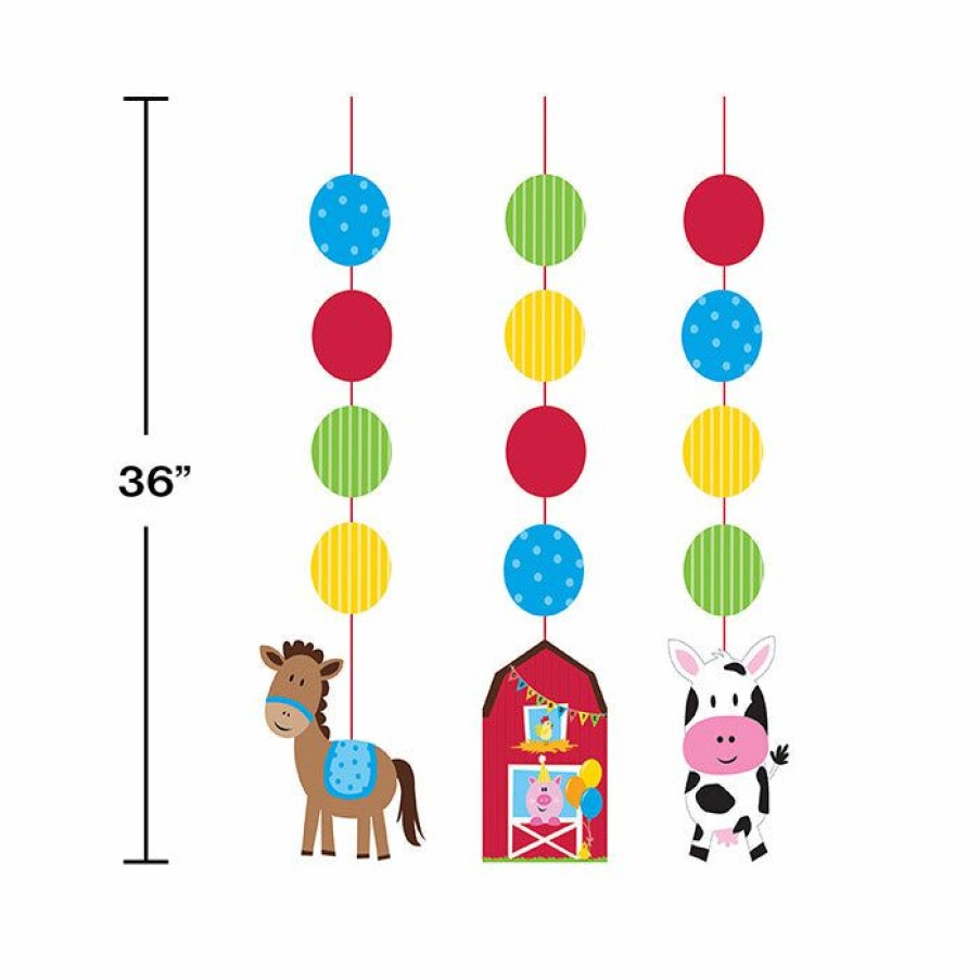 Birthdays * | Creative Converting Farm Fun Hanging Cutouts, 3 Ct