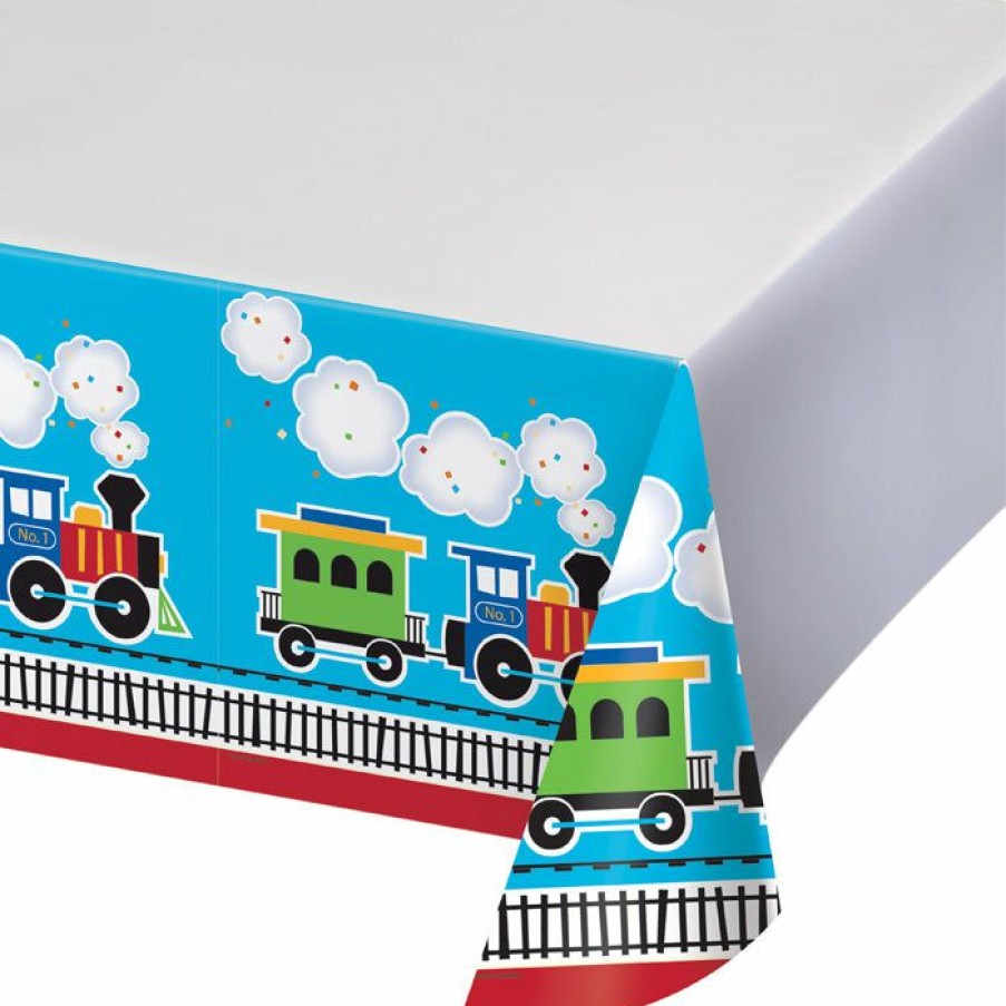 Birthdays * | Creative Converting 1St Birthday Party Themes All Aboard Plastic Tablecover Border, 54 X 102