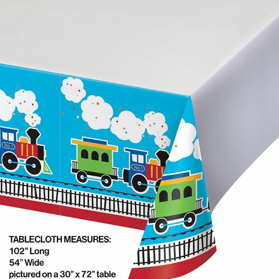 Birthdays * | Creative Converting 1St Birthday Party Themes All Aboard Plastic Tablecover Border, 54 X 102