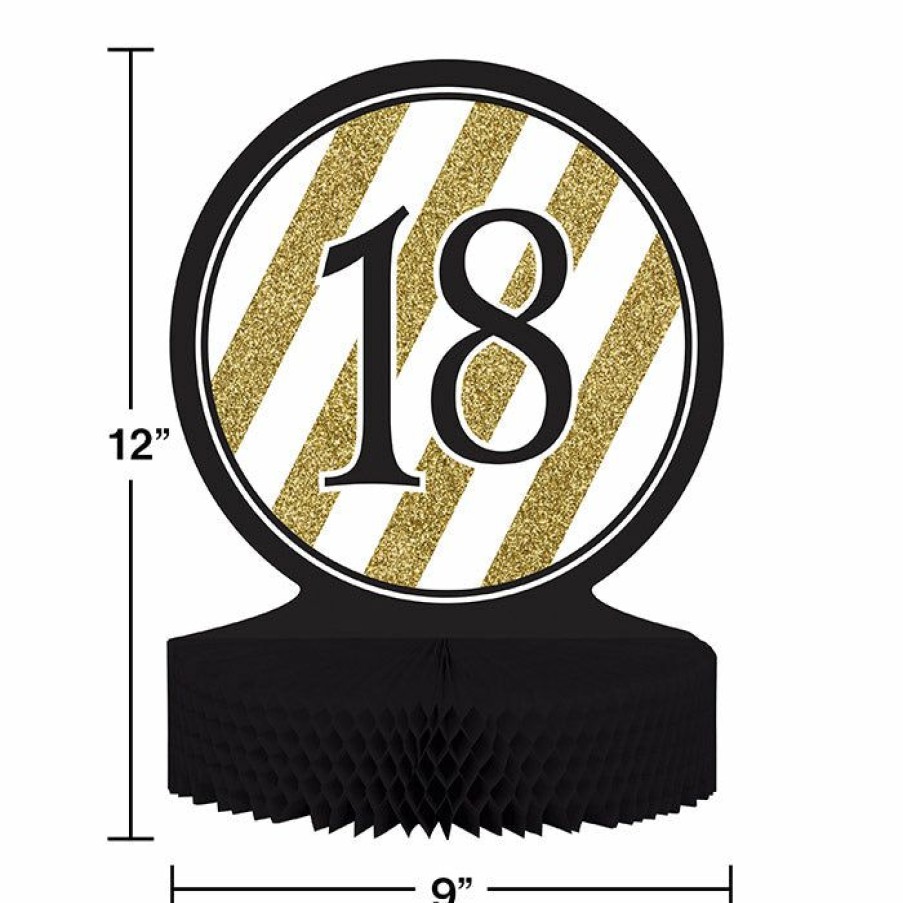 Birthdays * | Creative Converting Black And Gold 18Th Birthday Centerpiece Adult Birthday Party Themes