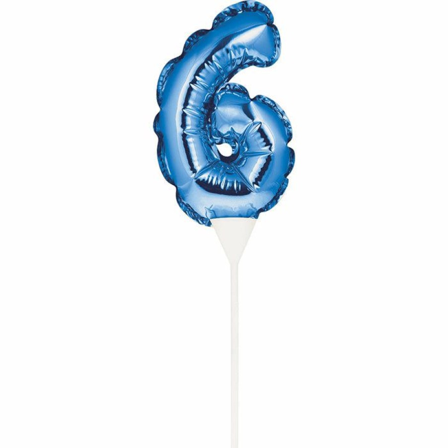 General Decorations * | Creative Converting Blue 6 Number Balloon Cake Topper (12/Case) General Decorations