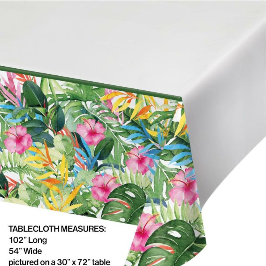 Themed Tableware * | Creative Converting Floral Paradise Paper Tablecover Border Print, 54 X 102 (1/Pkg) Themed Tableware