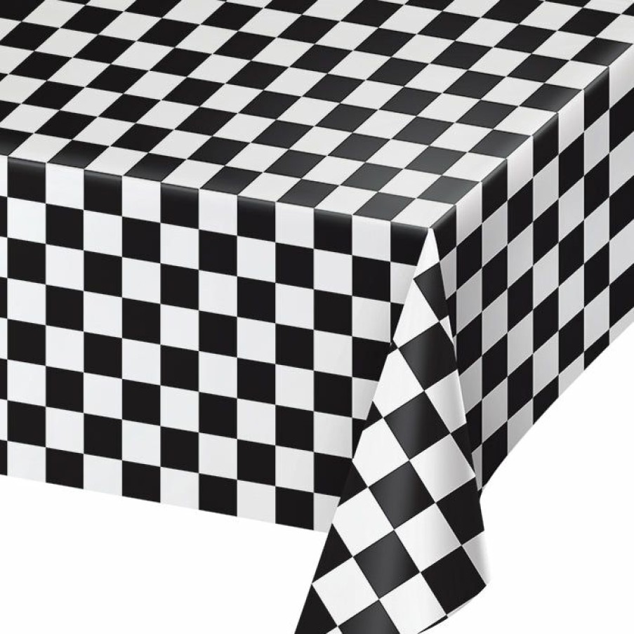 Sports * | Creative Converting Black Check Tablecover Plastic 54 X 108