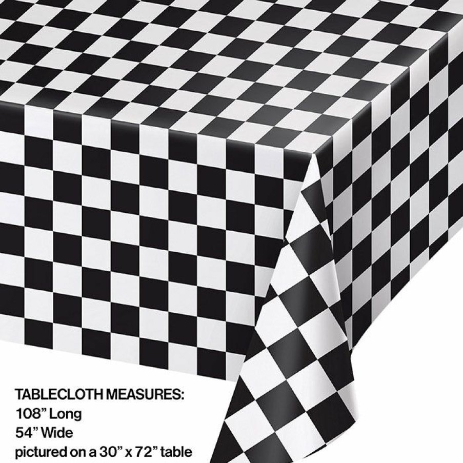 Sports * | Creative Converting Black Check Tablecover Plastic 54 X 108