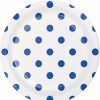 Themed Tableware * | Creative Converting Dots & Stripes Cobalt Dessert Plates, 8 Ct Themed Tableware