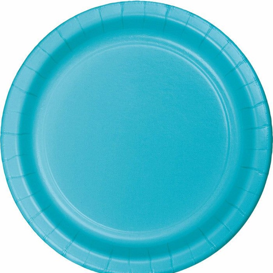 Solid Color Tableware * | Creative Converting Bermuda Blue Dessert Plates, 24 Ct Solid Color Tableware