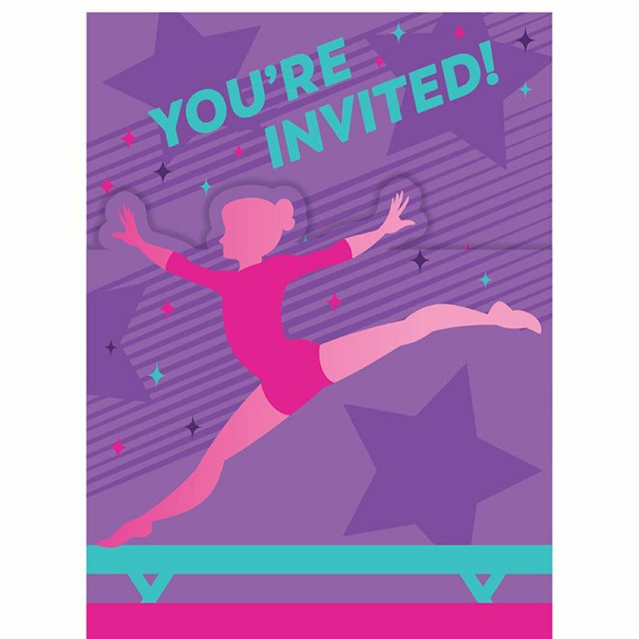 Birthdays * | Creative Converting Gymnastics Party Invitations 48 Ct