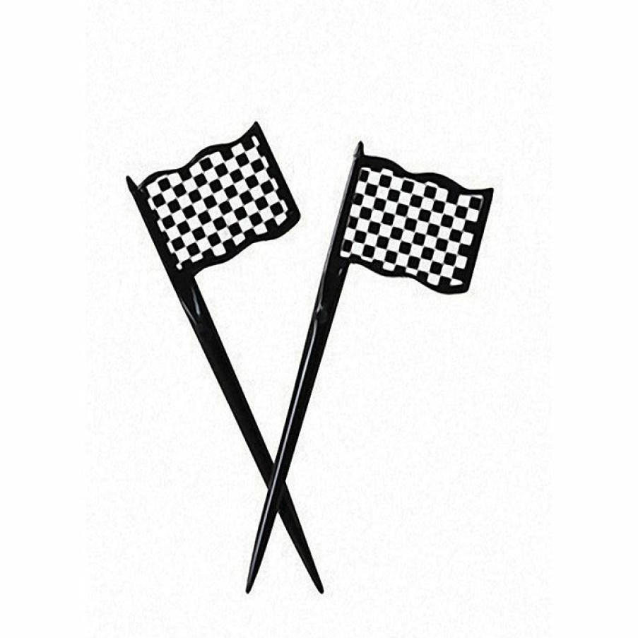 Sports * | Creative Converting Racing Theme Party Decorations Black And White Check Picks, 12 Ct