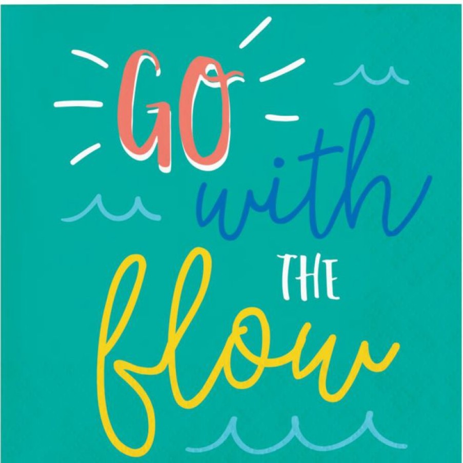 Holidays * | Creative Converting Summer Sayings Beverage Napkin, Go With The Flow (16/Pkg)