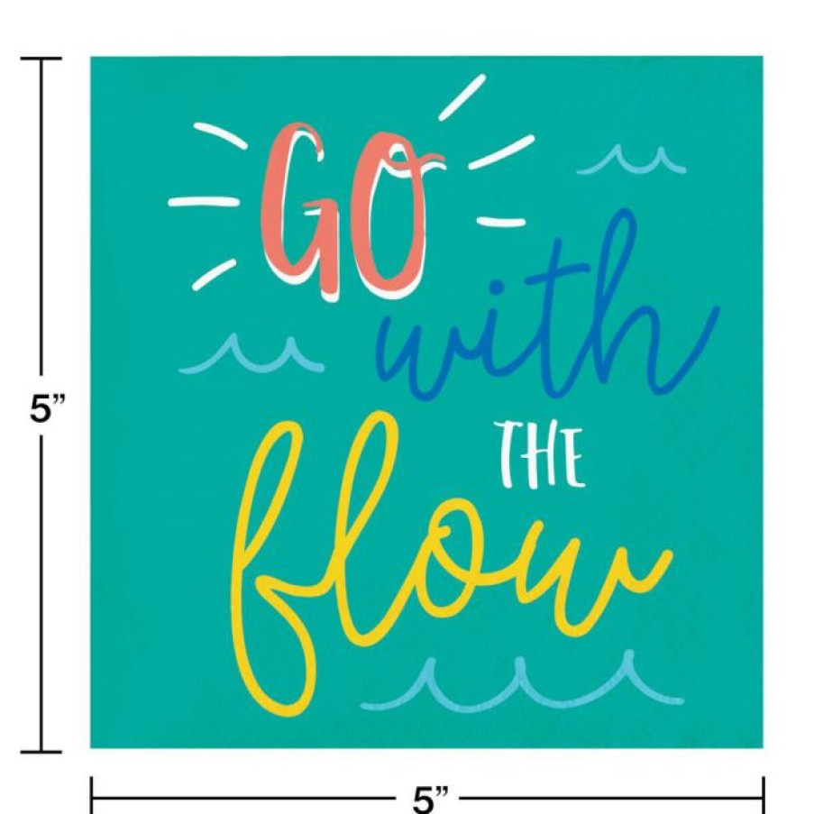 Holidays * | Creative Converting Summer Sayings Beverage Napkin, Go With The Flow (16/Pkg)