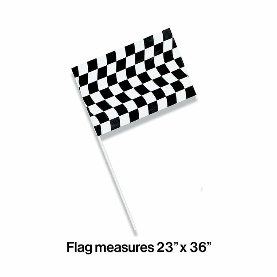 Sports * | Creative Converting Black And White Check Plastic Flag Racing Theme Party Decorations