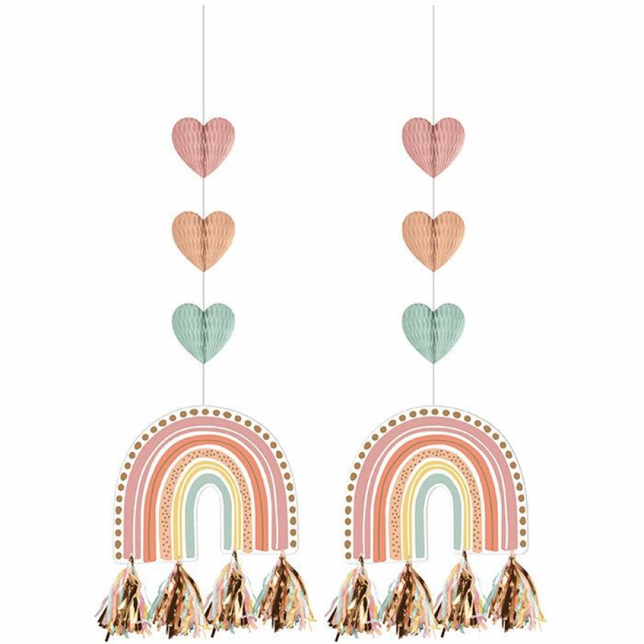 Birthdays * | Creative Converting Boho Rainbow Hanging Cutouts W/ Tassels 2Ct 1St Birthday Party Themes