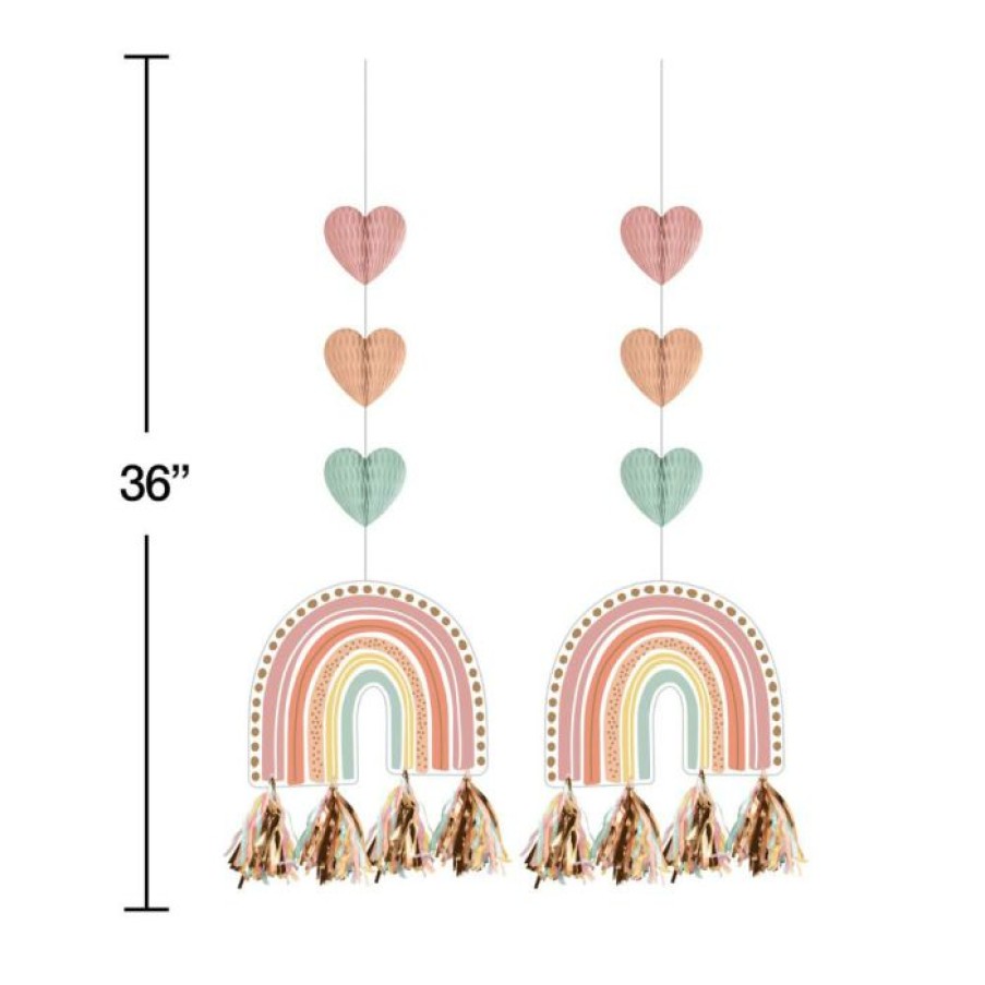 Birthdays * | Creative Converting Boho Rainbow Hanging Cutouts W/ Tassels 2Ct 1St Birthday Party Themes