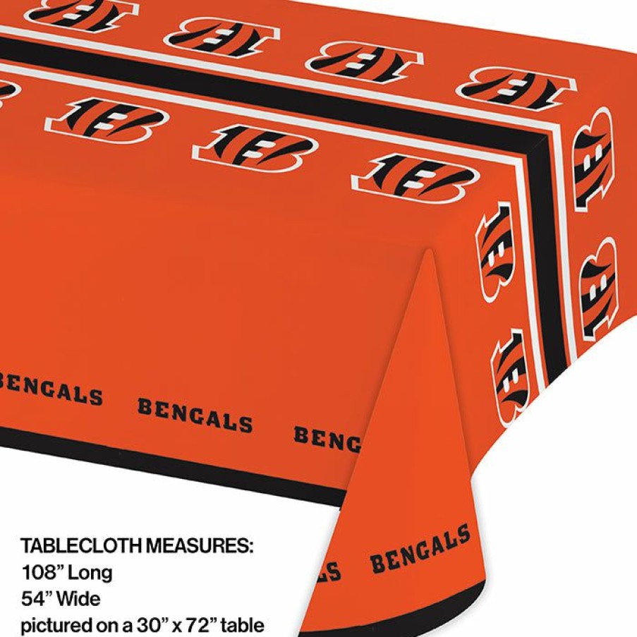 Sports * | Creative Converting Cincinnati Bengals Plastic Table Cover, 54 X 102