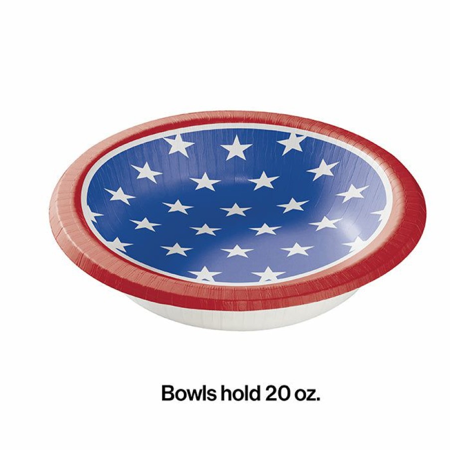 Holidays * | Creative Converting Stars And Strips Paper Bowls, 8 Ct Patriotic And 4Th Of July Party Decorations