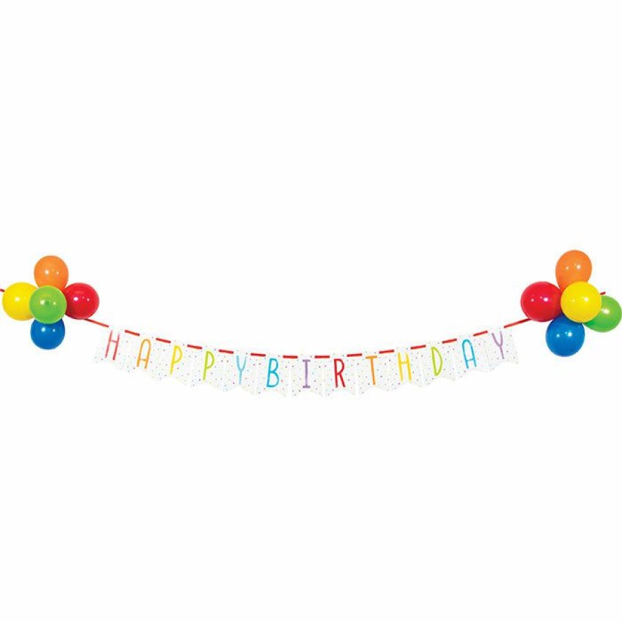 Birthdays * | Creative Converting Adult Birthday Party Themes Balloon Bash Ribbon Banner W/ Latex Balloons 1Ct