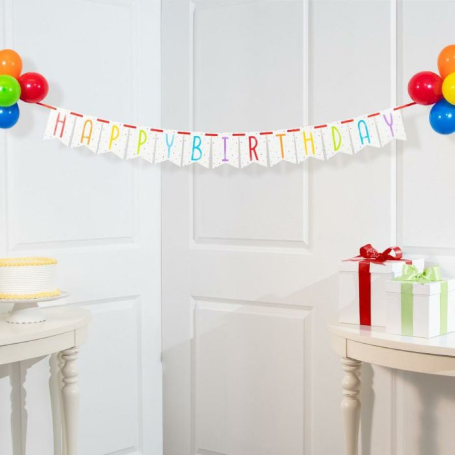 Birthdays * | Creative Converting Adult Birthday Party Themes Balloon Bash Ribbon Banner W/ Latex Balloons 1Ct