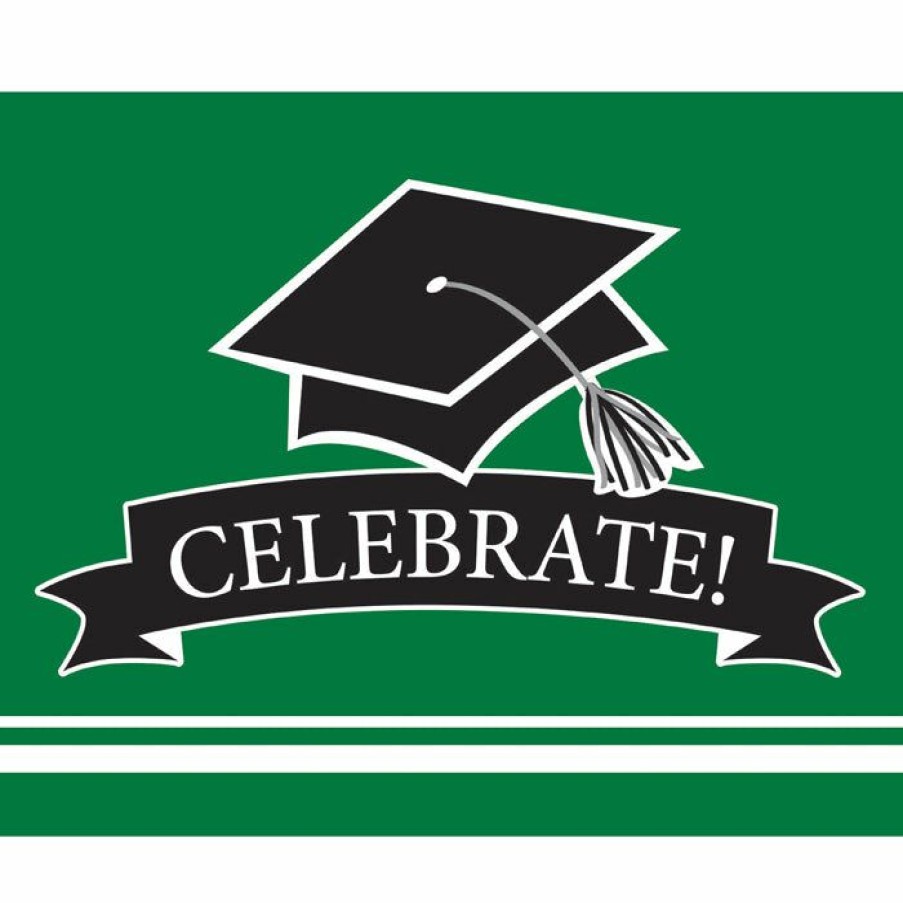 Graduation Party Supplies * | Creative Converting Graduation School Spirit Green Invitations, 25 Ct