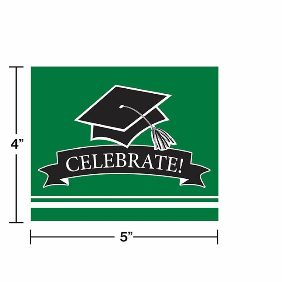 Graduation Party Supplies * | Creative Converting Graduation School Spirit Green Invitations, 25 Ct