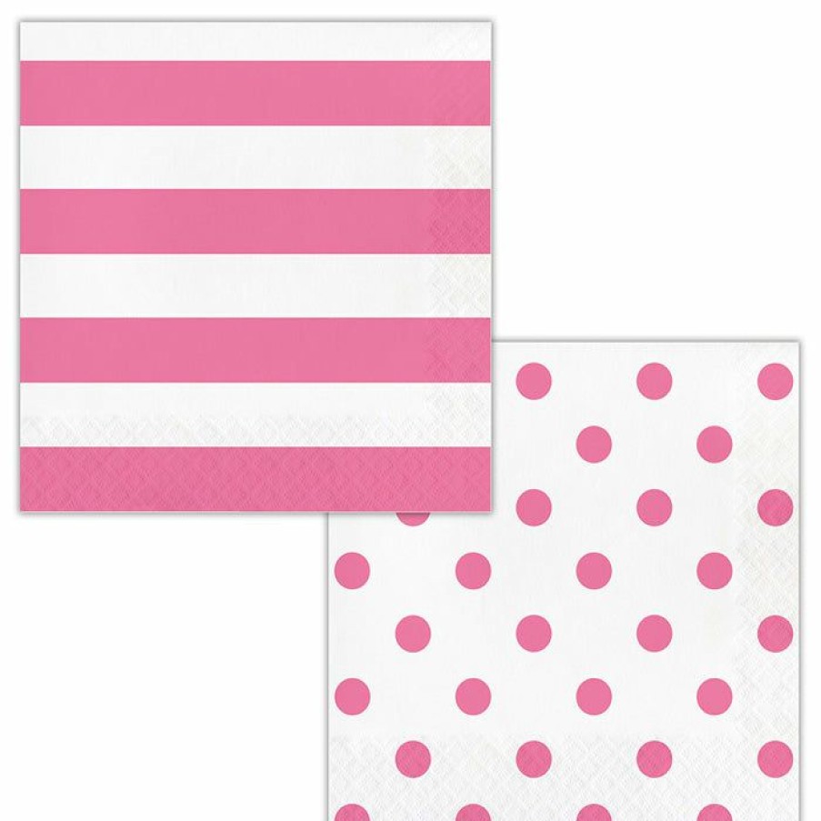 Themed Tableware * | Creative Converting Themed Tableware Dots & Stripes Candy Pink Napkins, 16 Ct