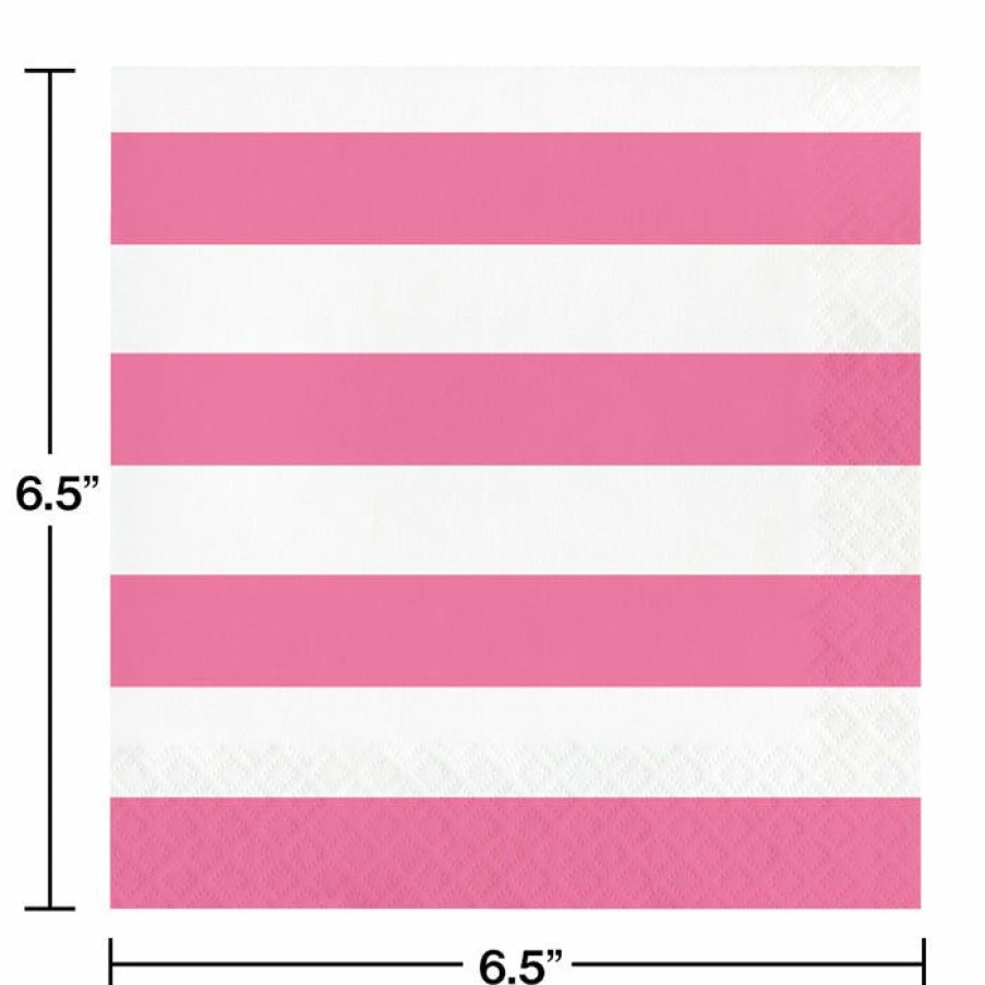 Themed Tableware * | Creative Converting Themed Tableware Dots & Stripes Candy Pink Napkins, 16 Ct