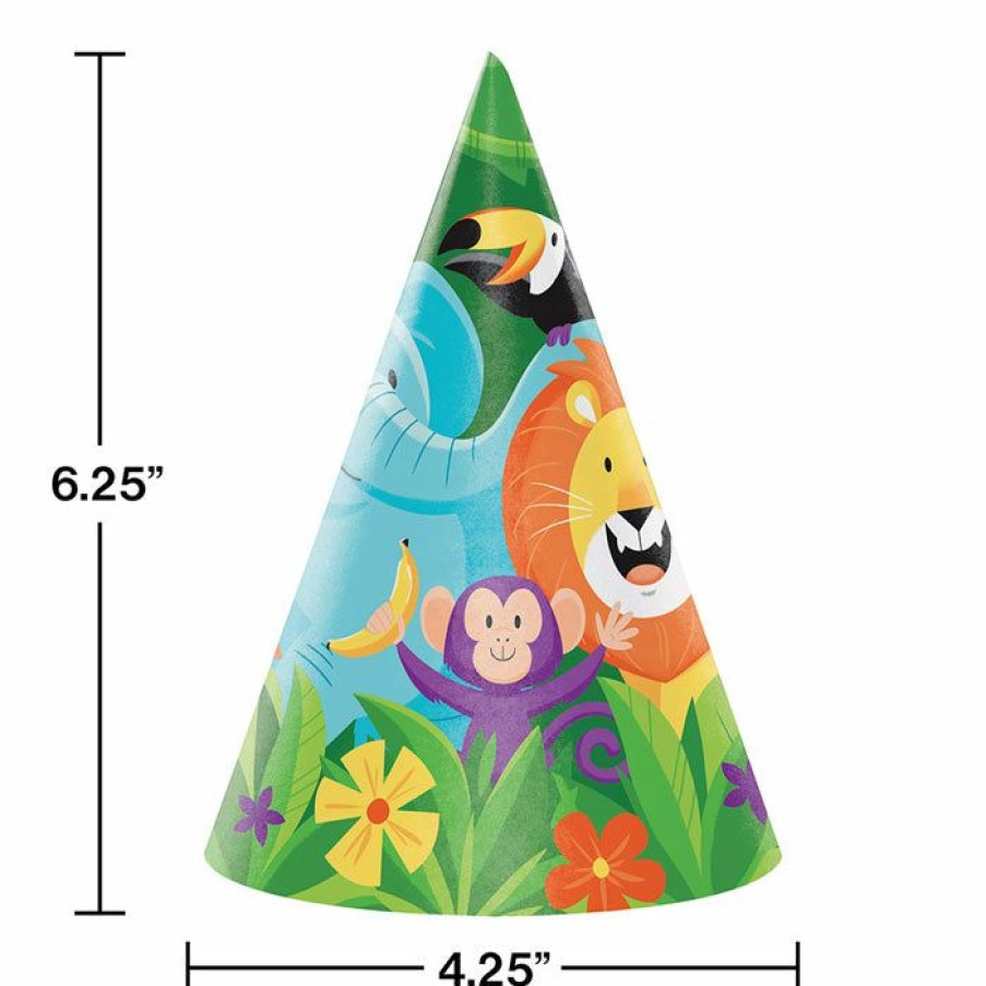 Birthdays * | Creative Converting Kids Birthday Party Themes Jungle Safari Party Hats, 8 Ct